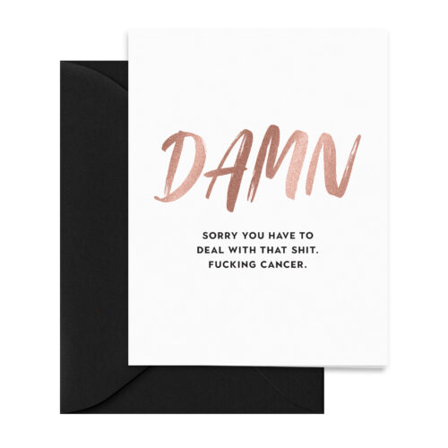 rose-gold-black-damn-fucking-cancer-card-bold-modern-folded-greeting-card