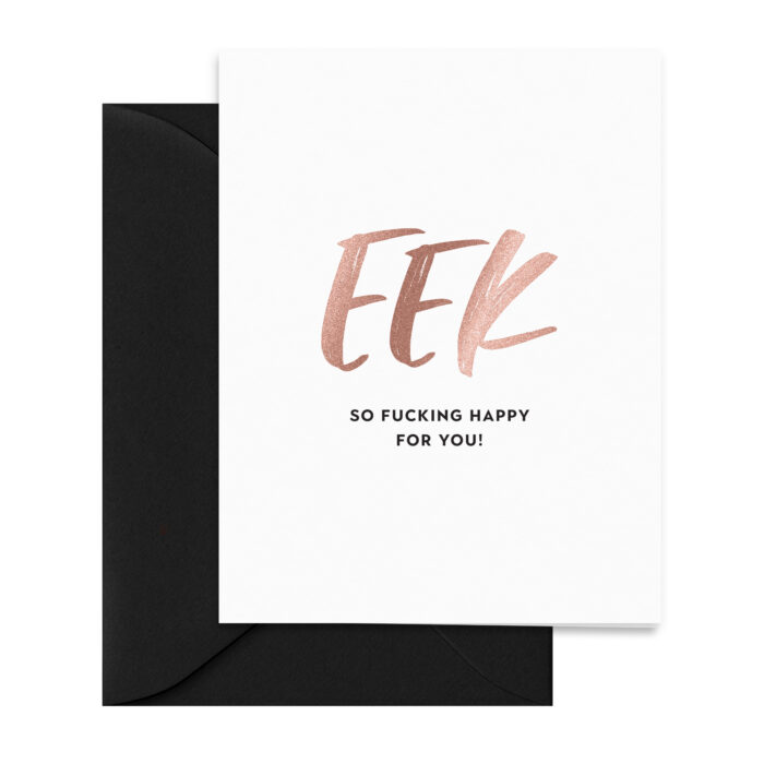 rose-gold-black-eek-so-fucking-happy-for-you-modern-folded-greeting-card