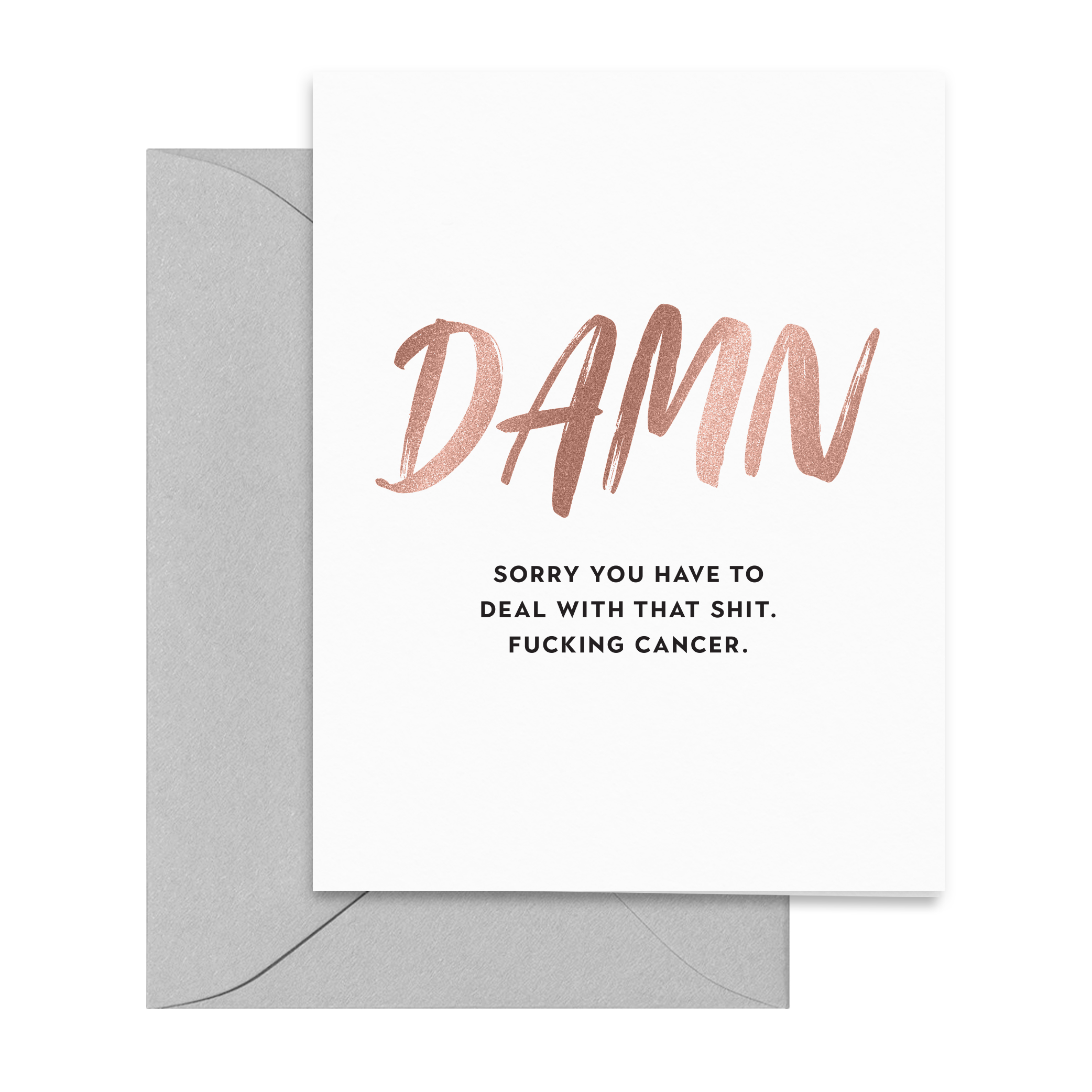 rose-gold-grey-damn-fucking-cancer-card-bold-modern-folded-greeting-card