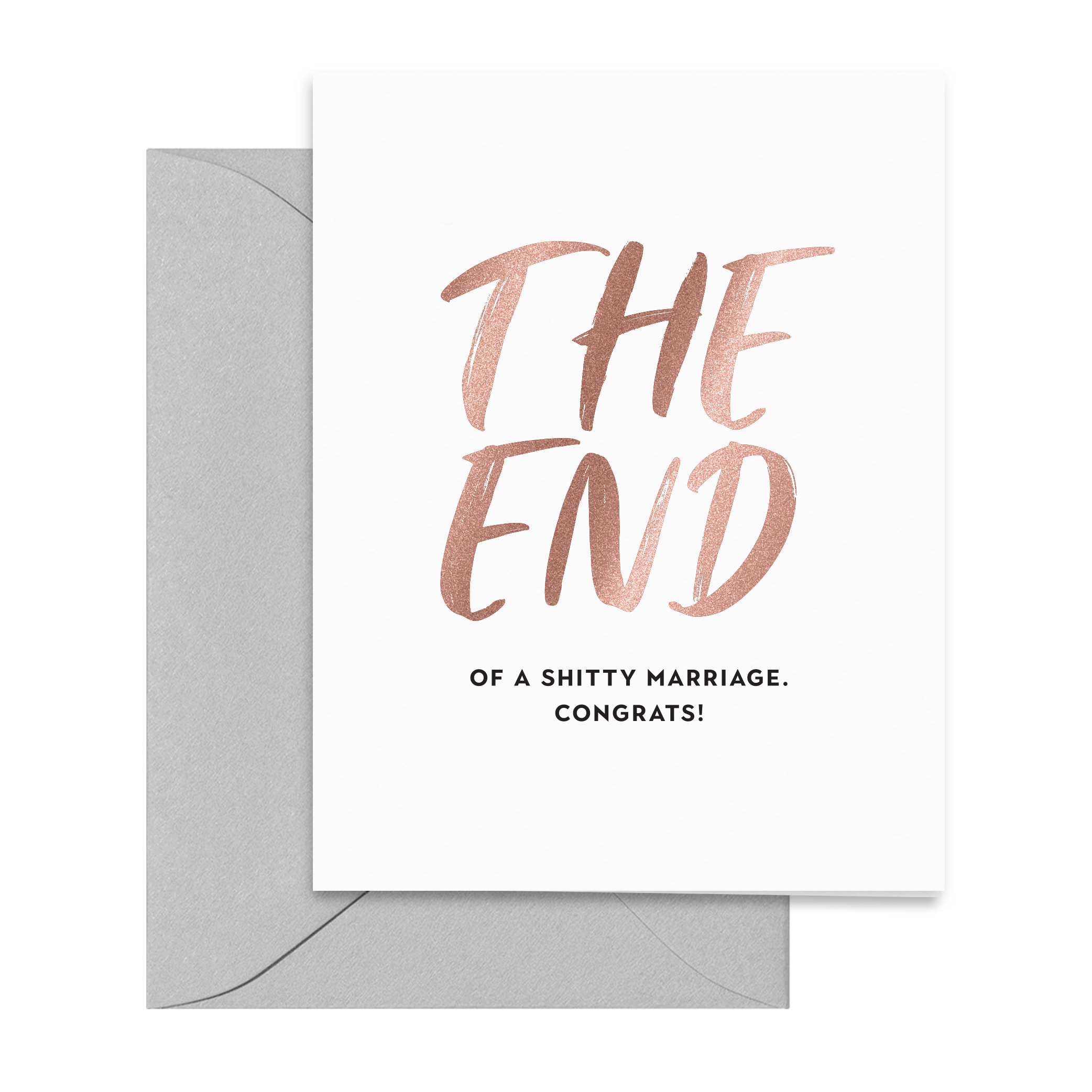 rose-gold-grey-the-end-of-a-shitty-marriage-divorce-card-modern-folded-greeting-card